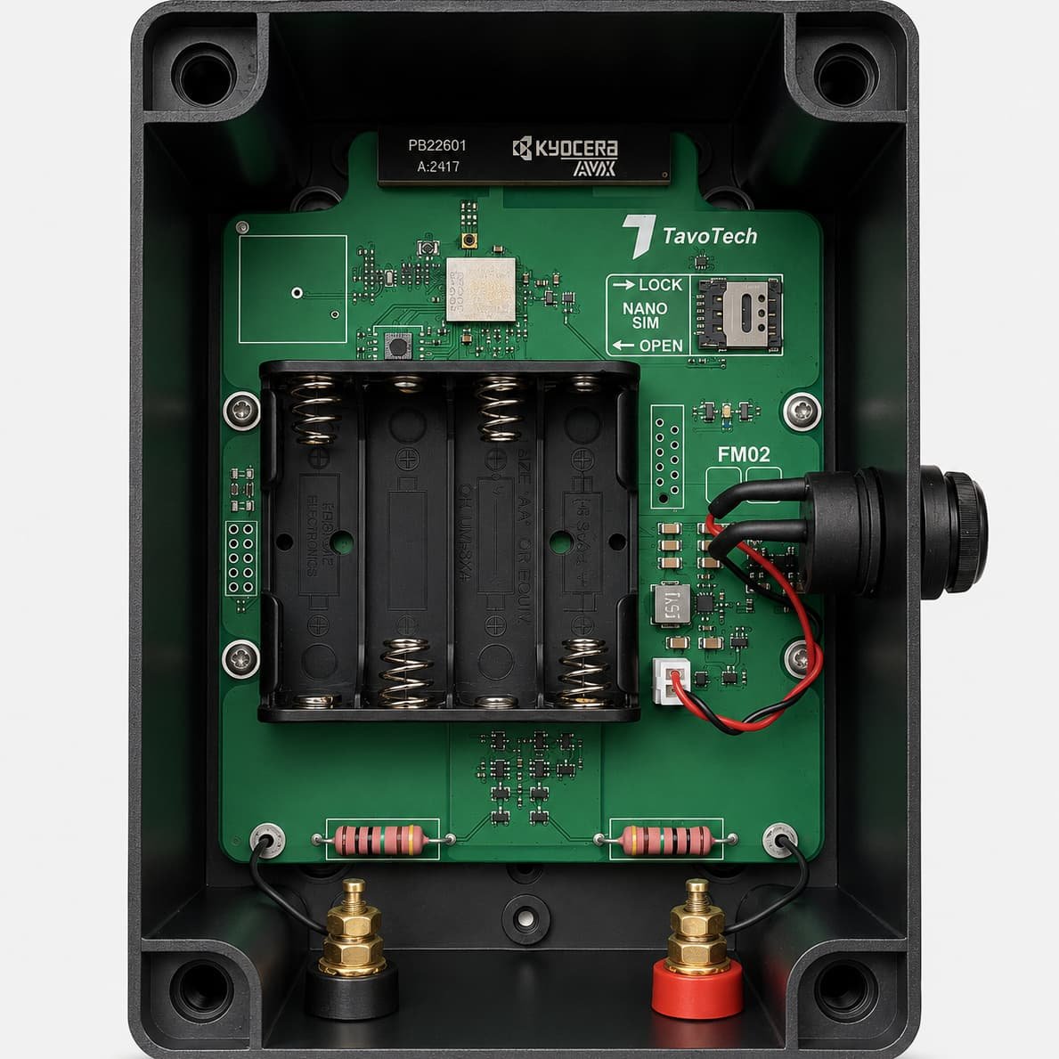 FM02 internal electronics and battery holder